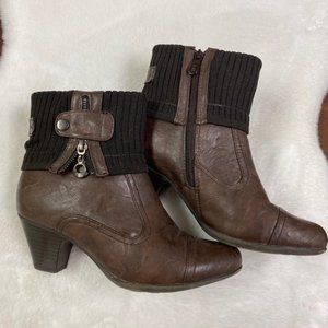Patrizia by Spring Step Brown Zip Heeled Ankle Bootie‎ Size EU 39 US 8.5